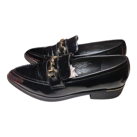 ZARA, BLACK PATENT VEGAN LEATHER LOAFER, FLATS, SIZE 9.5 EUC - Picture 7 of 9